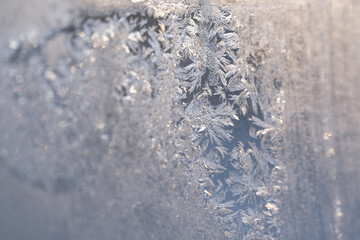 magical, fabulous,frozen noisy window in cold winter, ice texture,frozen water on the window, frost, ice pattern, no focus