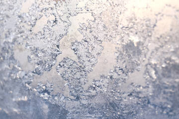 magical, fabulous,frozen noisy window in cold winter, ice texture,frozen water on the window, frost, ice pattern, no focus