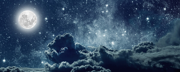 backgrounds night sky with stars and clouds.