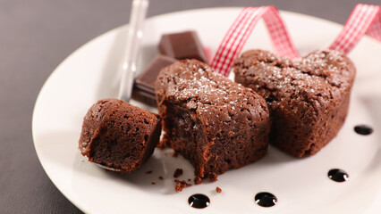 delicious chocolate cake and chocolate sauce