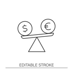  Cash-flow line icon.Unstable exchange rate. Liquidity crisis. Stock market crash. Economic recovery concept. Isolated vector illustration.Editable stroke