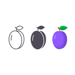 Plum Vector icon set, isolated plum symbol