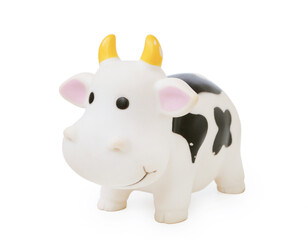 Obraz na płótnie Canvas Cow rubber toy isolated on white background