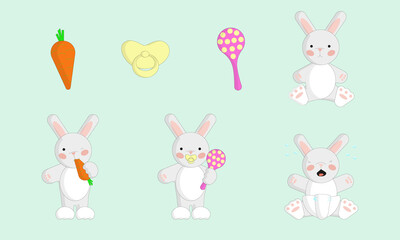 set of funny bunnies