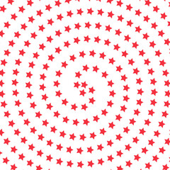 Circular pattern of red stars on white background	