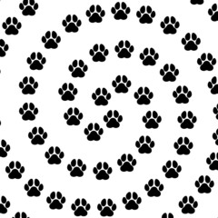 Fototapeta na wymiar Circular pattern of pet, dog or cat footprints