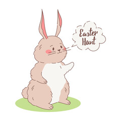 Cute fluffy bunny with text cloud 