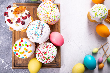 Easter cake kulich homemade baking springtime holiday treat meal food snack on the table copy space food background 
