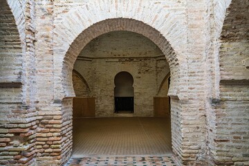 Moorish Alcazar in Jerez de la Frontera, ancient stone fortress, Andalusia Spain