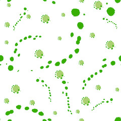 Vector circles seamless pattern. Green blobs ornament. Round shapes pattern. The background for the fabric is white with green.