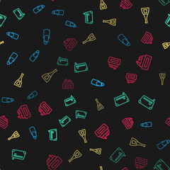 Set line Broken nail, Cosmetic bag, Bottle of polish and on seamless pattern. Vector