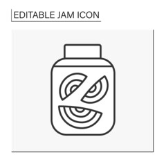  Food line icon. Conserved marinade sliced onion in jar. Spicy addition to food. Jam concept. Isolated vector illustration. Editable stroke