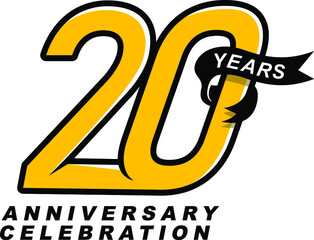 20 Years Anniversary Logo Design Template Vector Illustration
