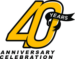 40 Years Anniversary Logo Design Template Vector Illustration