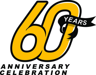 60 Years Anniversary Logo Design Template Vector Illustration