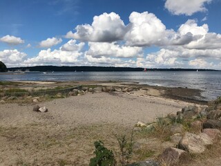Scenic beachfront landscape on Danish German border in city of Flensburg