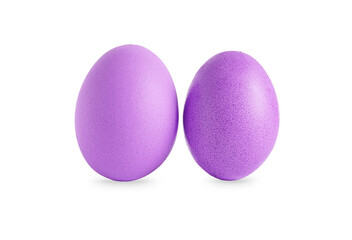 purple easter eggs isolated on white background.