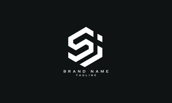 SJ, JS, Abstract initial monogram letter alphabet logo design