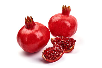 Ripe Fresh Garnet fruit, pomegranate, isolated on white background.