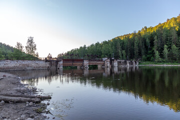Porozskaya hydroelectric power plant (or Porogi) is the oldest hydroelectric power plant in Russia. Big Satka river, in the vicinity of Satka city, Chelyabinsk region, South Ural, Russia