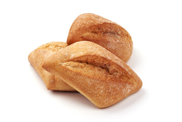 Homemade buns, isolated on white background.