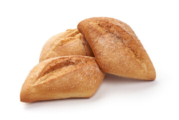 Homemade buns, isolated on white background.