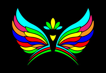 colorful wings logo template with crown vector
