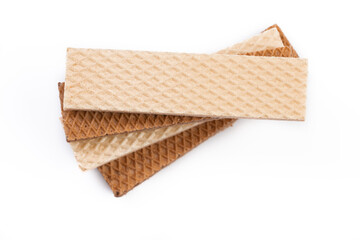 Chocolate wafers on white background