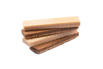 Chocolate wafers on white background