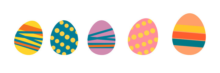 Easter colored eggs  set. Hand drawn vector illustration isolated on white background