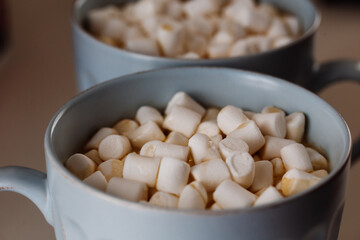 Close up of a cup of marshmallows 