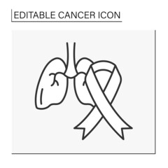  Disease line icon. Lungs cancer. Tumors inside human internal organ. Healthcare concept. Isolated vector illustration. Editable stroke