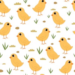 Seamless pattern with chicks, childish cute background.