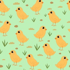 
seamless chicken pattern, vector baby background.