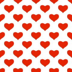 Red heart seamless pattern in pixel art style. Valentine's Day background.