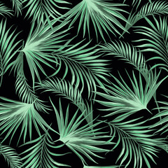 Naklejka na ściany i meble Palm vector pattern. Tropical seamless illustration. Summer print.