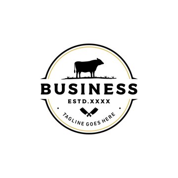 beef butcher logo design vector illustration