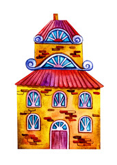 fabulous house brick in watercolor technique