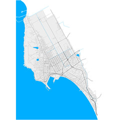 Durres, Albania Black and White high resolution vector map