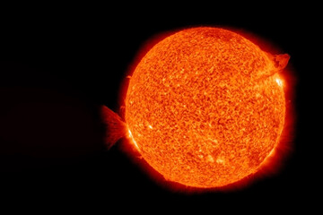 The sun from space on a dark background. Elements of this image furnished by NASA