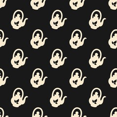 Tea packaging design. Hand drawn teapots colored trendy vector seamless pattern. Flat design for print, eps 10.