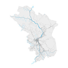 Mostar, BosniaandHerzegovina Black and White high resolution vector map