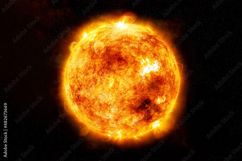 Wall mural the sun from space on a dark background. elements of this image furnished by nasa