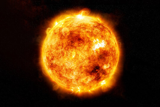 The sun from space on a dark background. Elements of this image furnished by NASA