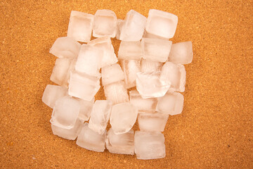 set of ice cubes frozen in the refrigerator
