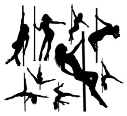 pole dancer silhouette. female dance pose good use for any symbol or logo