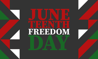 Juneteenth. Freedom and Emancipation day in June. Independence Day. Annual African-American holiday, celebrated in June 19. American history and heritage. Vector poster, illustration and banner