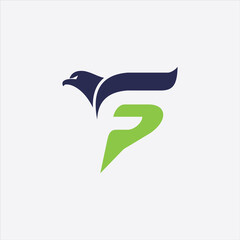 creative simple logo design eagle SF letter