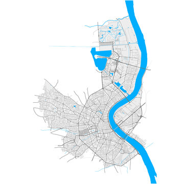 Bordeaux, France Black and White high resolution vector map