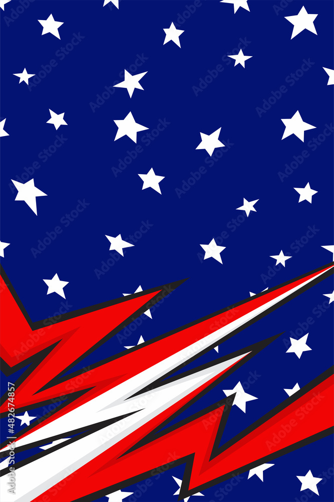 Poster abstract background with american flag theme with jagged zigzag line and some stars pattern